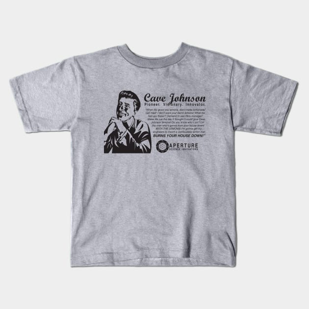 Portal 2 "Aperture Science Founder Cave Johnson" Kids T-Shirt by LittleBearArt